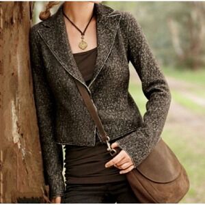 Peruvian Connection BIELLA‎ Wool Blazer Jacket Women Small Crop USA Boho Peasant